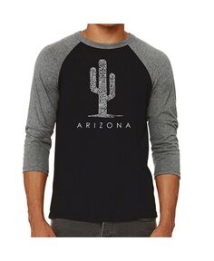 Мужская футболка Arizona Cities с надписью реглан Word Art LA Pop Art, серый