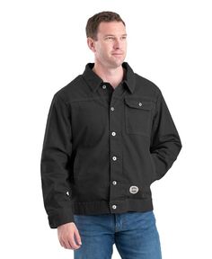 Мужская винтажная стираная куртка на фланелевой подкладке большого размера; Высокий Berne, черный
