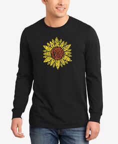 Мужская футболка с длинными рукавами и надписью Sunflower Word Art LA Pop Art, черный