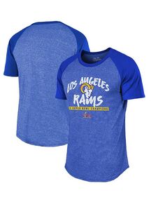 Мужская футболка реглан из трехцветной ткани Royal Los Angeles Rams с двукратными чемпионами Суперкубка Majestic, синий