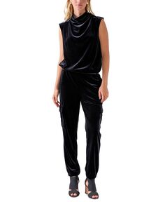 Женские бархатные брюки-карго с карманами The Fixer Sanctuary, черный