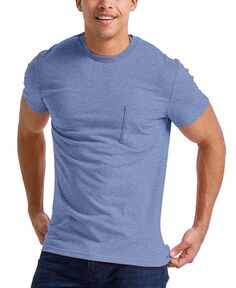Мужская футболка Originals Tri-Blend с короткими рукавами и карманами Hanes, цвет Blue