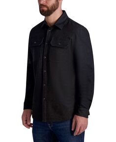 Мужская куртка-рубашка в клетку с длинными рукавами и понте из понте KARL LAGERFELD PARIS, черный