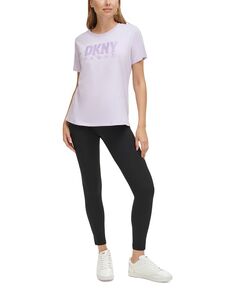 Женская атласная футболка с логотипом и короткими рукавами DKNY, фиолетовый
