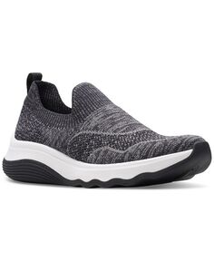 Женские вязаные туфли без шнуровки на танкетке Circuit Path Clarks, цвет Black Knit