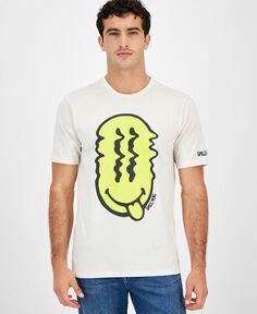 Мужская футболка с короткими рукавами и рисунком статического языка SmileyWorld, тан/бежевый