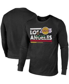 Черная мужская футболка с длинными рукавами Los Angeles Lakers City and State Tri-Blend Majestic, черный