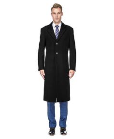 Мужская длинная шерстяная куртка длиной до колена с тремя пуговицами, пальто, верхнее пальто Braveman, цвет Black