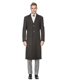 Мужская длинная шерстяная куртка длиной до колена с тремя пуговицами, пальто, верхнее пальто Braveman, цвет Charcoal