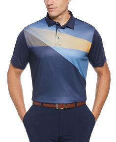 Мужская рубашка-поло для гольфа с короткими рукавами и асимметричным принтом в спортивном стиле Shadow PGA TOUR, синий