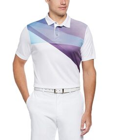 Мужская рубашка-поло для гольфа с короткими рукавами и асимметричным принтом в спортивном стиле Shadow PGA TOUR, белый