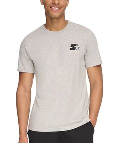 Мужская футболка классического кроя с вышитым логотипом и графическим рисунком Starter, серый