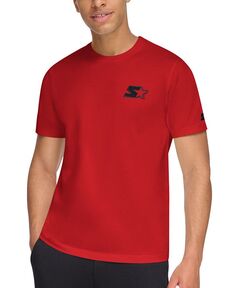 Мужская футболка классического кроя с вышитым логотипом и графическим рисунком Starter, красный