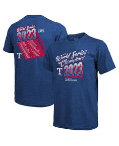 Мужская футболка Royal Texas Rangers 2023 World Series Champions Life Of The Party, футболка Tri-Blend Roster Majestic, синий