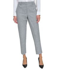 Женские брюки Essex в клетку с плоской передней частью до щиколотки DKNY, серый