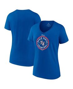 Женская футболка с v-образным вырезом и фирменным логотипом Royal Texas Rangers 2023 World Series Champions Stealing Home Fanatics, синий