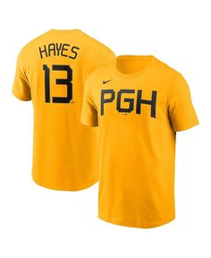 Мужская футболка Ke&apos;Bryan Hayes Gold Pittsburgh Pirates 2023 City Connect с именем и номером Nike, золото