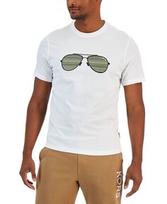 Мужская футболка с короткими рукавами и очками-авиаторами с круглым вырезом Michael Kors, белый