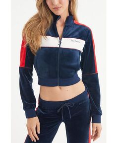 Женская спортивная куртка с цветными блоками в стиле мото Juicy Couture, синий