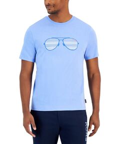 Мужская футболка с короткими рукавами и очками-авиаторами с круглым вырезом Michael Kors, цвет Cornflower