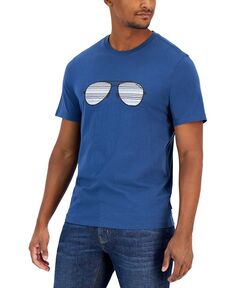 Мужская футболка с короткими рукавами и очками-авиаторами с круглым вырезом Michael Kors, цвет Grecian Blue