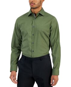 Мужская классическая рубашка приталенного кроя с геопринтом Bar III, зеленый