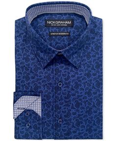 Мужская классическая рубашка приталенного кроя Twin Pine с узором пейсли Nick Graham, синий