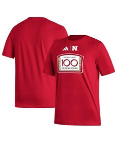 Мужская футболка Scarlet Nebraska Huskers Memorial Stadium 100th Anniversary Sideline Strategy Fresh adidas, красный