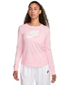 Женская спортивная футболка Essentials с длинными рукавами и логотипом Nike, розовый