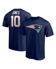 Мужская футболка с логотипом Mac Jones темно-синего цвета New England Patriots Player Icon Fanatics, синий