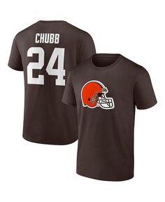 Мужская футболка с именем и номером игрока Nick Chubb Brown Cleveland Browns Fanatics, коричневый