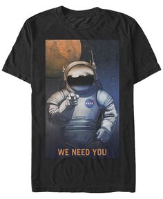 Мужская футболка NASA с короткими рукавами Mars We Need You Fifth Sun, черный