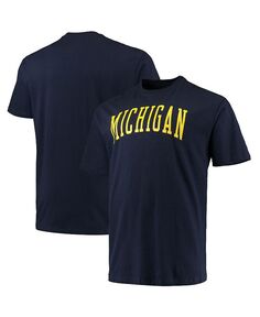 Мужская темно-синяя футболка с логотипом Michigan Wolverines Big and Tall Arch Team Champion, синий