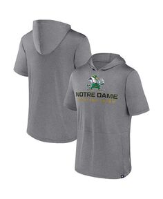 Мужская футболка с капюшоном серого цвета Хизер с логотипом Notre Dame Fighting Irish Modern Stack Fanatics, серый