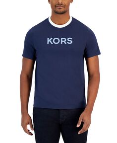 Мужская футболка с коротким рукавом и логотипом с круглым вырезом Michael Kors, синий