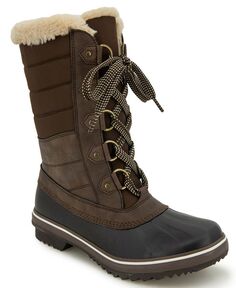 Женские непромокаемые стеганые ботинки на шнуровке «Сибирь» для холодной погоды JBU, коричневый