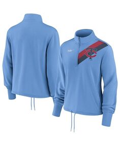 Женский светло-голубой пуловер с молнией до половины длины Minnesota Twins 1965 Cooperstown Collection Performance в полоску с перемоткой назад Nike, синий