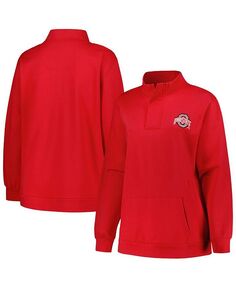 Женская флисовая куртка Scarlet Ohio State Buckeyes большого размера с молнией четверть Profile, красный
