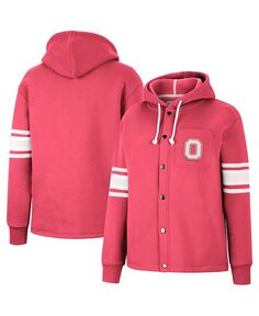 Женская куртка с капюшоном Scarlet Ohio State Buckeyes Mia в полоску и во всю длину Colosseum, красный