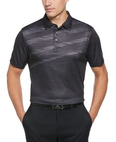 Мужская рубашка-поло для гольфа спортивного кроя с асимметричной полоской космического цвета PGA TOUR, черный