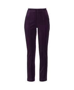 Женские бархатные брюки-карандаш с высокой посадкой и защипами до щиколотки Lands&apos; End, фиолетовый