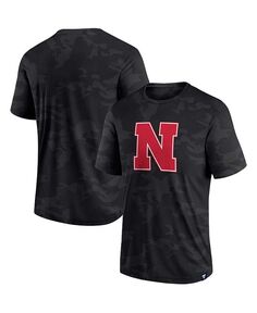 Мужская черная фирменная футболка Nebraska Huskers с камуфляжным логотипом Fanatics, черный
