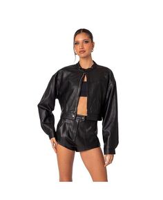 Женская укороченная куртка из искусственной кожи Ramona Edikted, черный