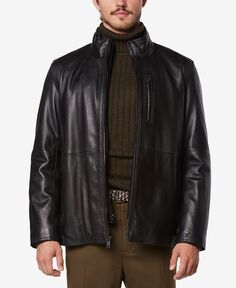 Мужская куртка Wollman Racer из гладкой кожи со съемным внутренним нагрудником Marc New York, черный