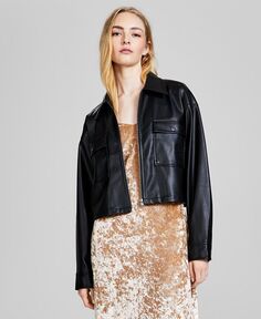 Женская куртка из искусственной кожи с молнией спереди And Now This, черный
