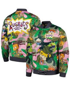 Мужская камуфляжная атласная куртка с длинными кнопками и графическим рисунком Rugrats Freeze Max, зеленый