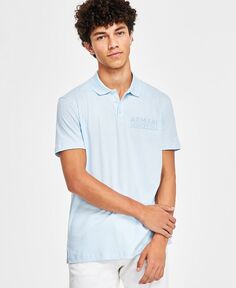 Мужская рубашка-поло стандартного кроя с флокированным логотипом в тон Armani Exchange, синий