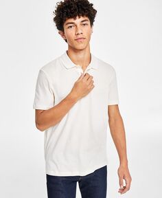 Мужская рубашка-поло стандартного кроя с флокированным логотипом в тон Armani Exchange, белый
