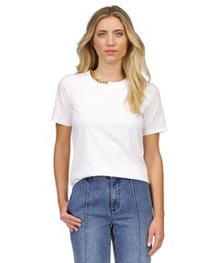 Женская классическая футболка с цепочкой на воротнике Michael Kors, белый