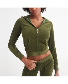 Женская спортивная куртка с карманами-кенгуру и отделкой в рубчик Heritage Juicy Couture, зеленый